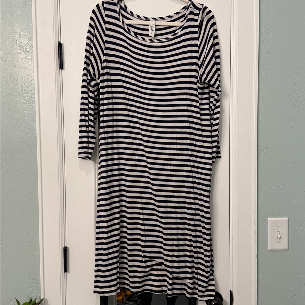 Yala Navy and White Striped Dress